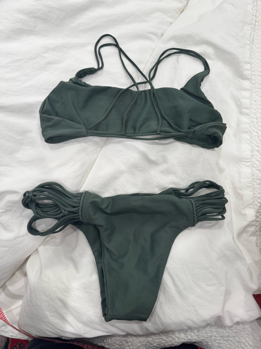 Mikoh Green Strappy Bikini Top and Bottom